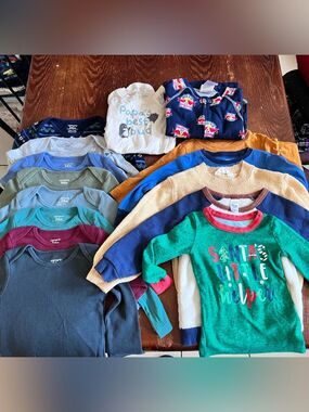 15PC Boys 24M Winter Clothing Bundle | Long Sleeve Tops & Cold Weather Outfits